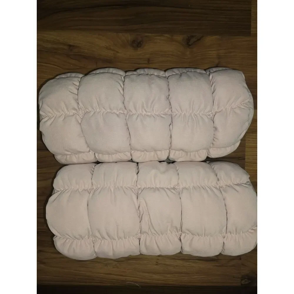 2 Room Essentials Bolster Pillows Pink Rectangle Quilted Fluffy - Picture 3 of 4
